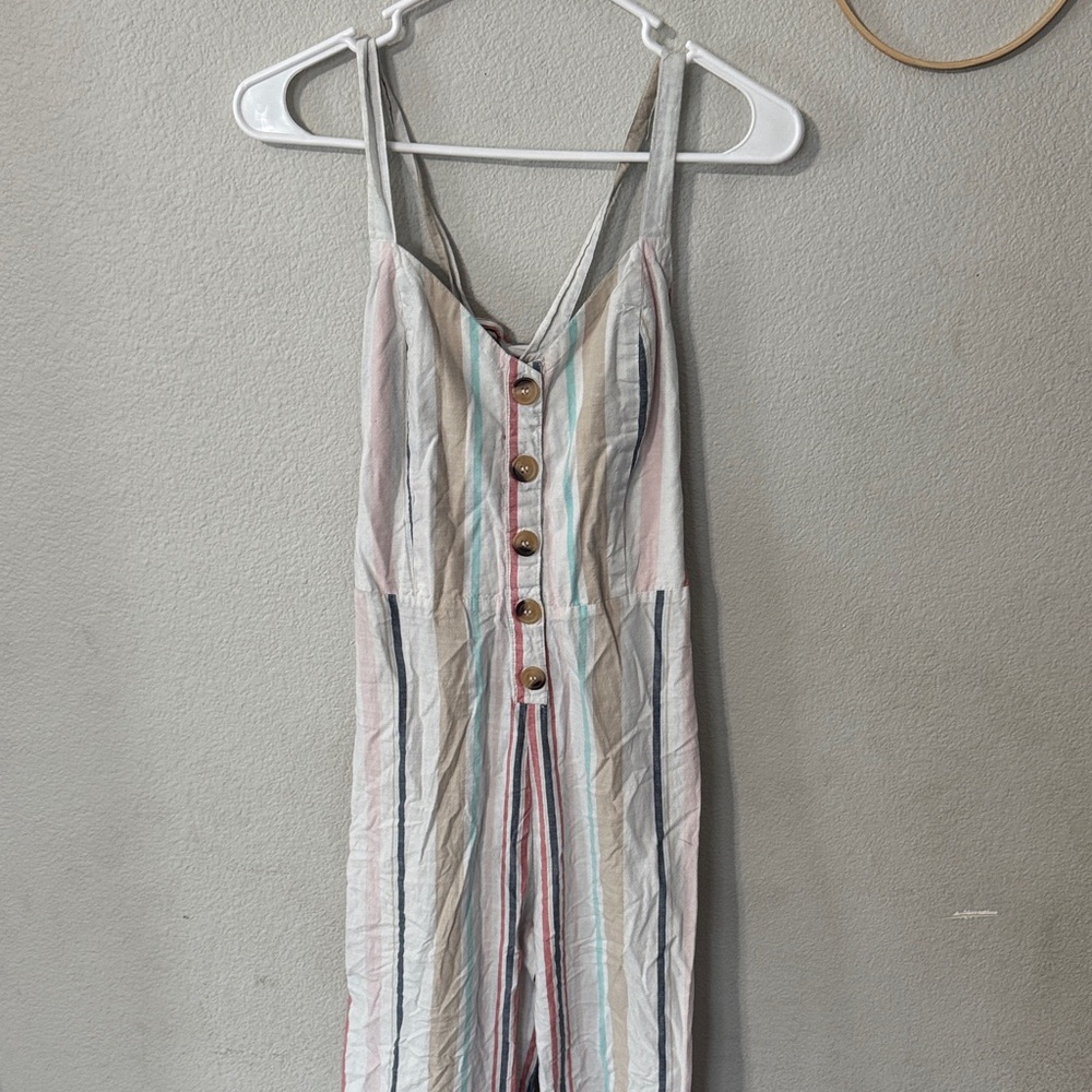 Striped Button-Down Jumpsuit